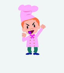 Chef cheering enthusiastically.