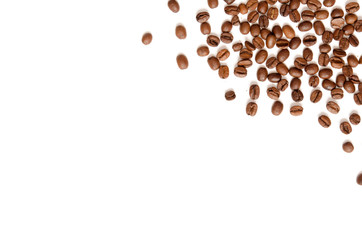 Roasted Coffee Beans background texture isolated on white background with copy space for text - Image