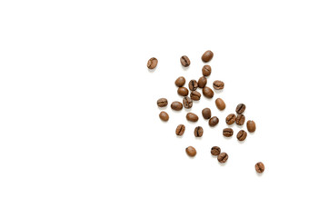 Roasted Coffee Beans background texture isolated on white background with copy space for text - Image