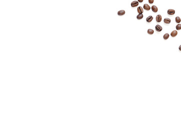 Roasted Coffee Beans background texture isolated on white background with copy space for text - Image