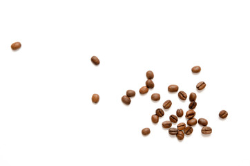 Roasted Coffee Beans background texture isolated on white background with copy space for text - Image