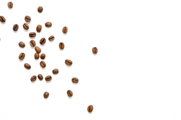 Roasted Coffee Beans background texture isolated on white background with copy space for text - Image