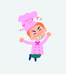 Chef jumps angry.