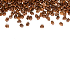 Roasted Coffee Beans background texture isolated on white background with copy space for text - Image