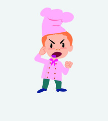 Chef screams angry in aggressive attitude.