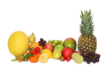 Obstsorten isoliert auf weiß