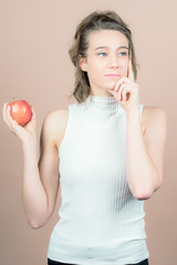 girl with an apple