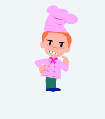 Chef ponders, something angry.