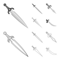 Vector illustration of game  and armor  sign. Collection of game  and blade  vector icon for stock.