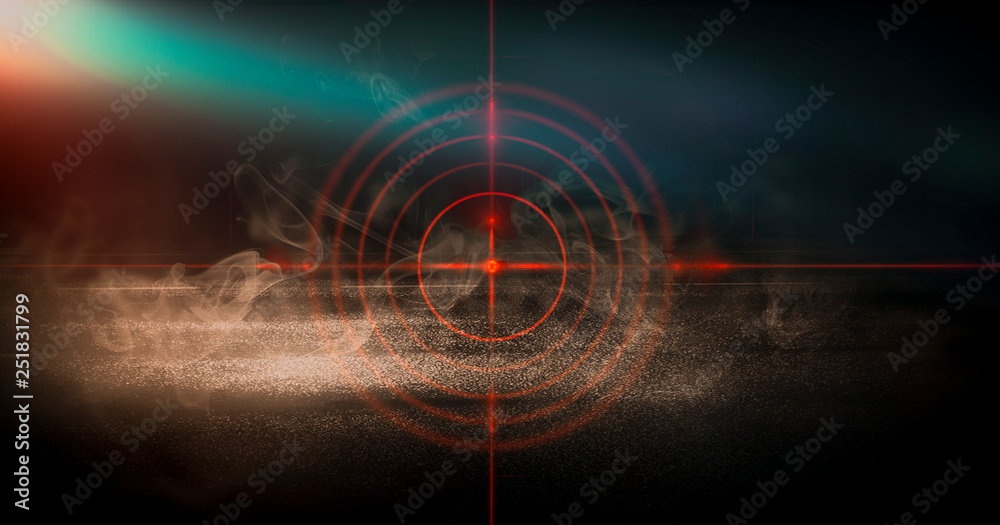 Wall mural futuristic abstract background. empty room background, concrete. neon red light smoke. laser lines, 