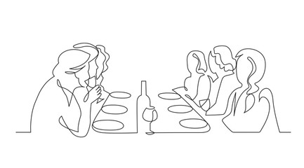 Birthday party continuous one line vector drawing