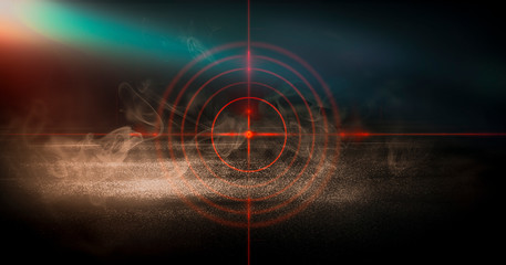 Futuristic abstract background. Empty room background, concrete. Neon red light smoke. Laser lines,...