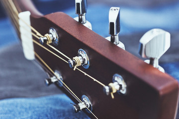 classical acoustic guitar on closeup
