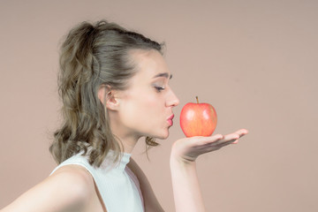 girl with an apple