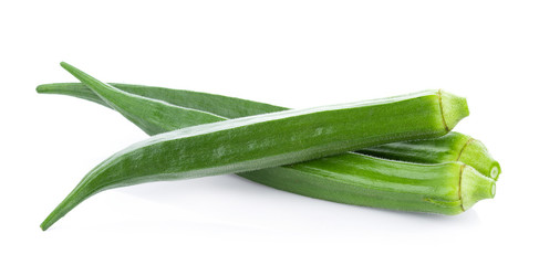 fresh okra isolated on white background