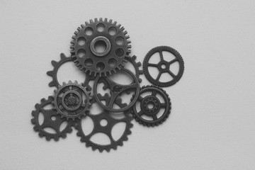 Steel gear gears on a white background.