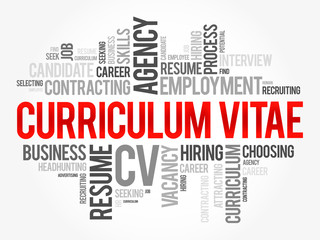 Curriculum vitae CV - word cloud collage, business concept background