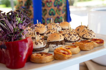 Finger food event, Mini hamburger and Small pizza
