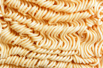 Close-up, instant noodles On the white background