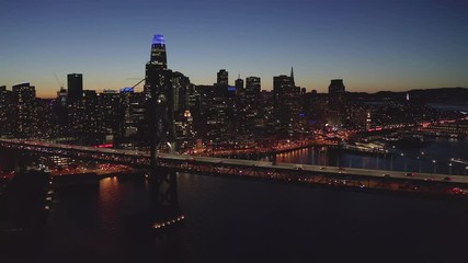 San Francisco aerial downtown skyline buildings drone
