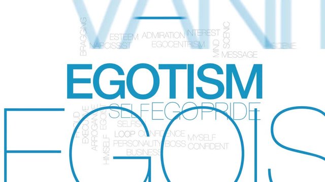 Egotism animated word cloud. Kinetic typography.