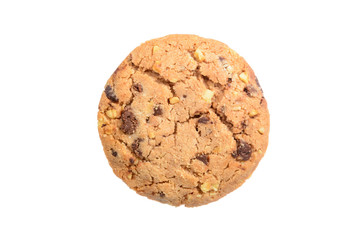 Chocolate chip cookie isolated on white background