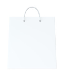 Empty paper bag on white background. Isolated on white background. 3d rendering