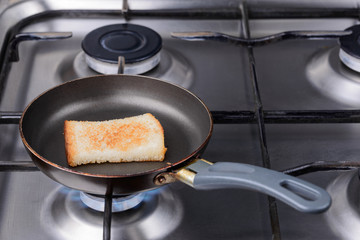 toast on a hot pan