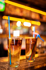 Fototapeta na wymiar Colorful cocktails in the bar