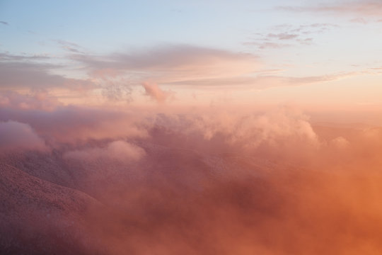 A view of the Green Mountains from the summit of Camel's Hump, a mountain near Huntington, Vermont.