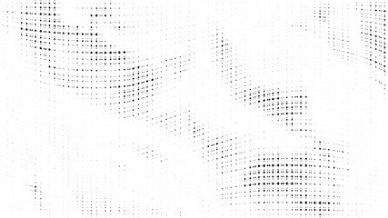 Halftone gradient pattern. Abstract halftone dots background. Monochrome dots pattern. Grunge texture. Pop Art, Comic small dots. Wave twisted dots. Design for presentation, report, flyer, cover, card