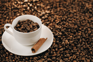 Cup of coffee isolated. Cup of coffee with cinnamon
