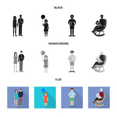 Isolated object of character and avatar  icon. Set of character and portrait vector icon for stock.
