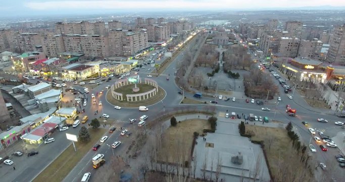 Arial view of Yerevan city Malatia-Sebastia district, Armenia.