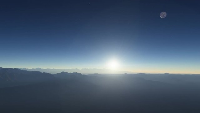 4K blue landscape Exoplanet 3D illustration two sun sunset (Elements of this image furnished by NASA)