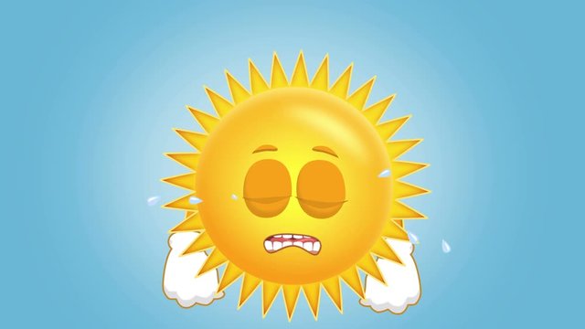 Cartoon Cute Sun Cry Unhappy with Face for Kids Animation with Alpha Matte