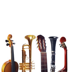 Music poster. Musical instruments on white. Isolated on white. © yrafoto