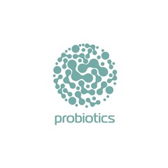 Probiotics logo. Bacteria logo. Concept of healthy nutrition ingredient for therapeutic purposes. Simple flat style trend modern logotype graphic design isolated