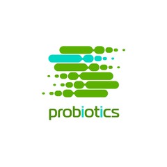 Probiotics logo. Bacteria logo. Concept of healthy nutrition ingredient for therapeutic purposes. Simple flat style trend modern logotype graphic design isolated