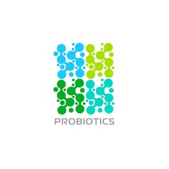 Probiotics logo. Bacteria logo. Concept of healthy nutrition ingredient for therapeutic purposes. Simple flat style trend modern logotype graphic design isolated