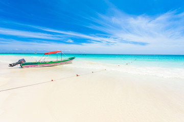 Fototapeta na wymiar Paradise Beach (also known for Playa Paraiso) at sunny summer day - beautiful and tropical caribbean coast at Tulum in Quintana Roo, Riviera Maya, Cancun, Mexico