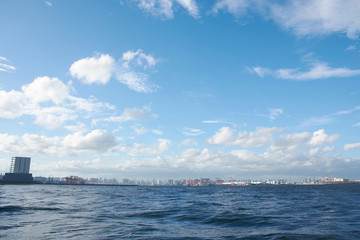 城南島から東京を望む