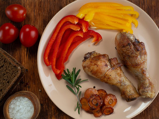 Delicious fried chicken drumsticks