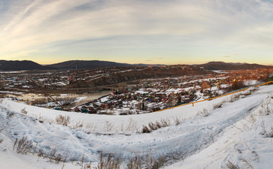 Fototapeta na wymiar Panoramic view of the village Yuryuzan, Chelyabinsk region. Russia.