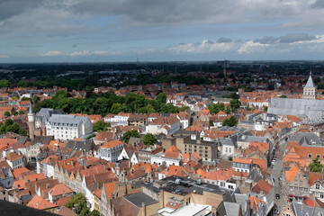 Fototapeta na wymiar View of city of Bruges from Belfry Bell Tower, Belgium, Europe
