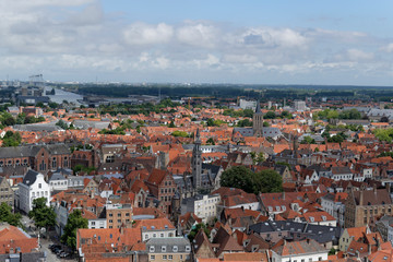 Fototapeta na wymiar View of city of Bruges from Belfry Bell Tower, Belgium, Europe