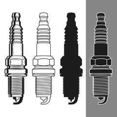 Spark plug. Car spare part. Vector illustration.