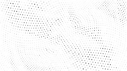 Halftone gradient pattern. Abstract halftone dots background. Monochrome dots pattern. Grunge wave texture. Pop Art Comic small dots. Radial twisted dots. Design for presentation, report, flyer, cover