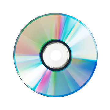Round compact disc lies on a white background