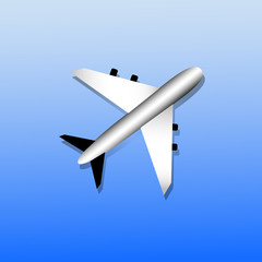 Plane on blue sky background. Travel concept. Vector EPS10.